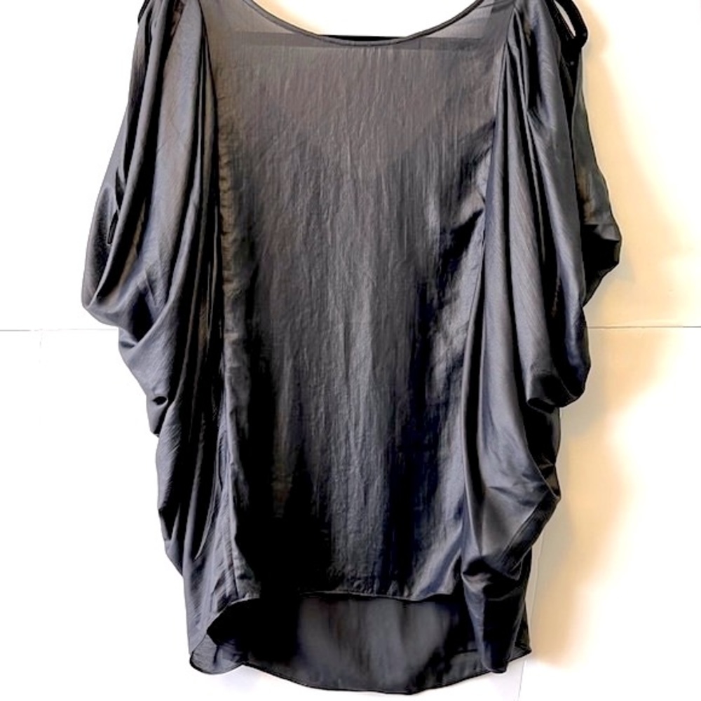 BCBGMaxAzria Ruffle Batwing Sleeve Top, Black, S